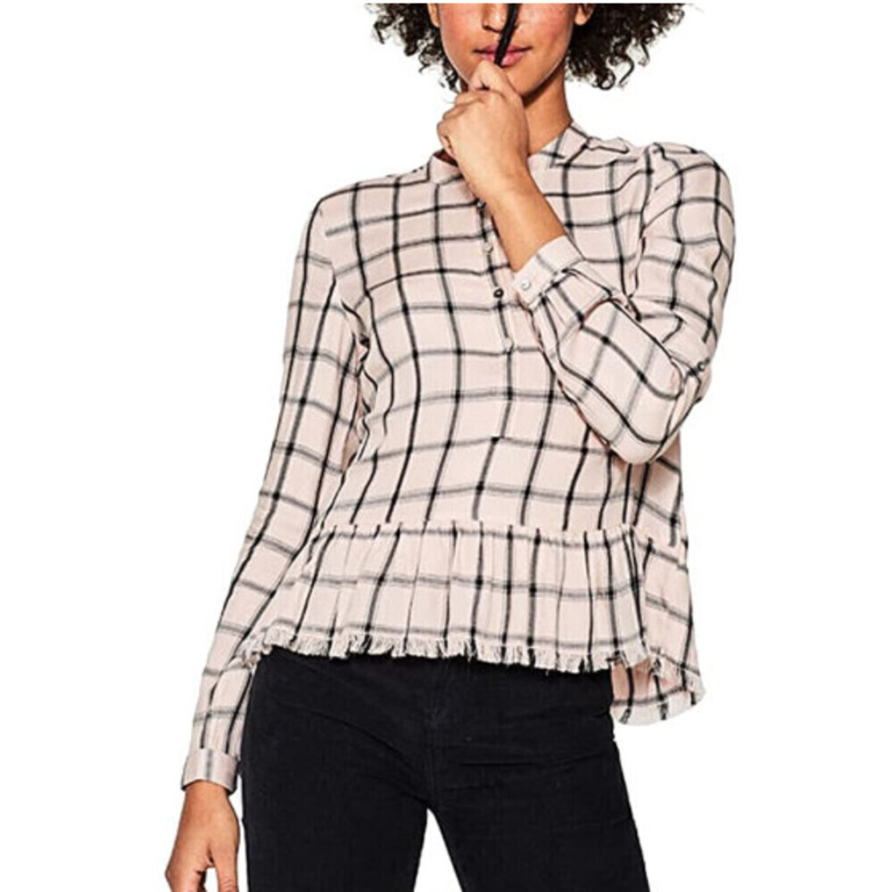 Esprit women's Check Long Sleeve Shirt In Light Pink Size 10 US